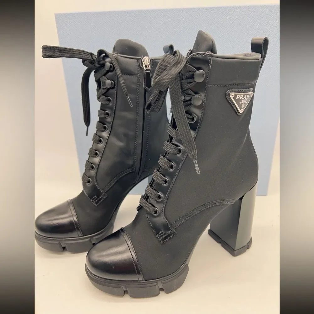Prada 110 Leather & Nylon Hiker Booties 8.5 - Picture 6 of 9